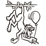 Dibujo para colorear Colorear Mono con globo