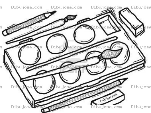 Dibujo para colorear Dibujo De Acuarelas Para Pintar Y Colorear Kit De Temperas