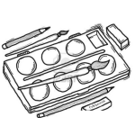 Dibujo para colorear Dibujo De Acuarelas Para Pintar Y Colorear Kit De Temperas