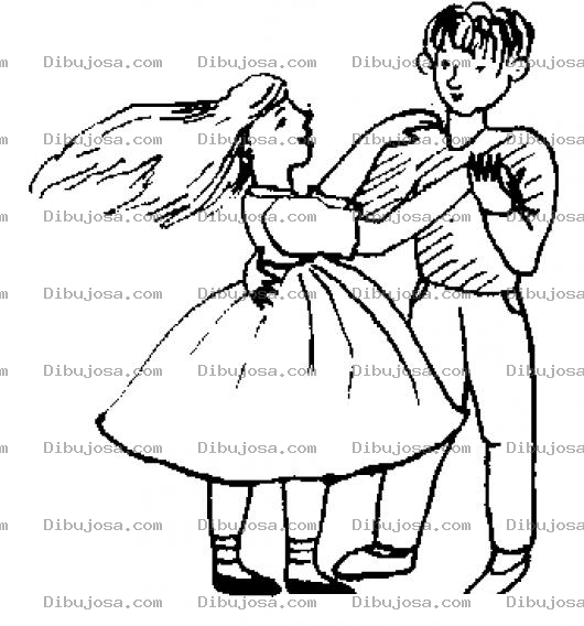 Dibujo para colorear Dibujo De Nina Con Nino Bailando Para Pintar Y Colorear