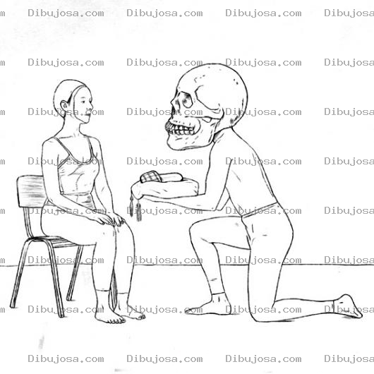 Dibujo para colorear Dibujo De La Muerte Enamorada De Una Doncella Para Colorear