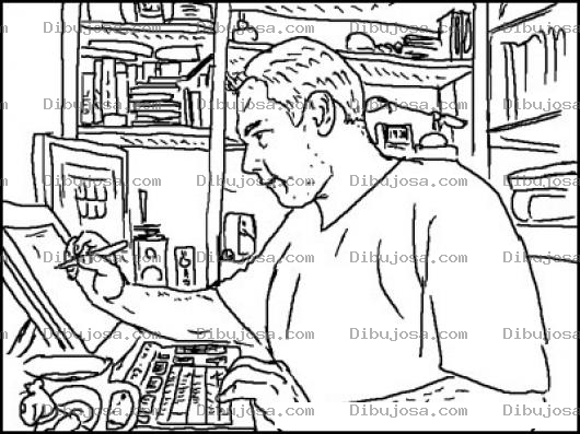 Dibujo para colorear Dibujo De Un Dibujante Dibujando Sobre Una Comutadora Touch Para Pintar Y Colorear