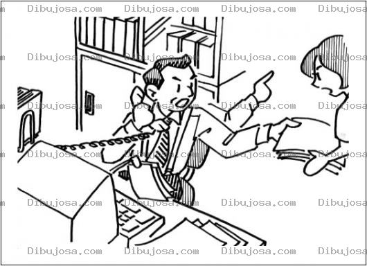 Dibujo para colorear Dibujo De Jefe Exigente Reganando A Una Secretaria Para Colorear