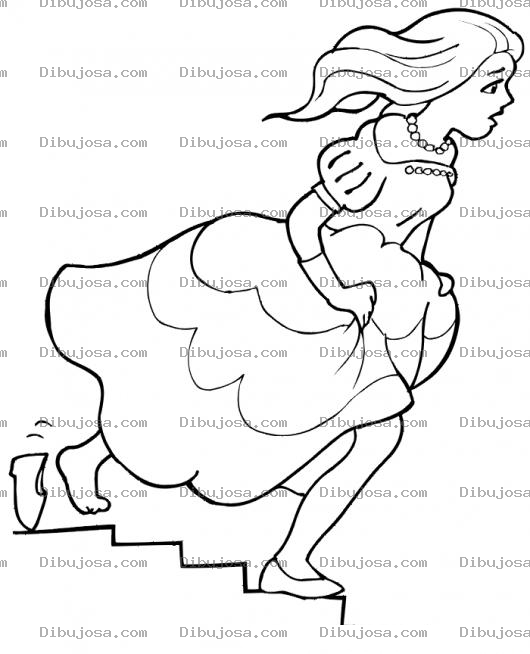 Dibujo para colorear Dibujo De Cenicienta Bajando Las Gradas Y Perdiendo La Zapatilla De Cristal Para Pintar Y Colorear
