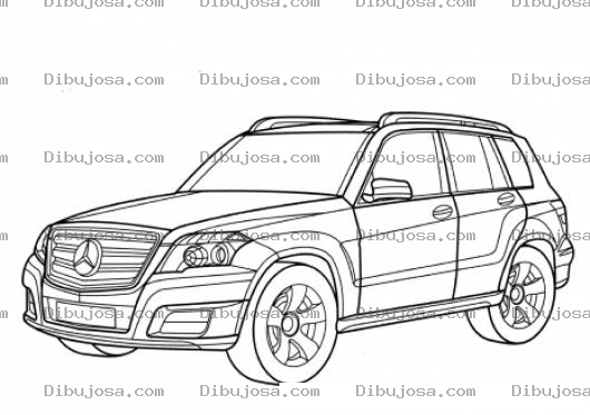 Dibujo para colorear Colorear camioneta SUV Mercedes Benz GLK