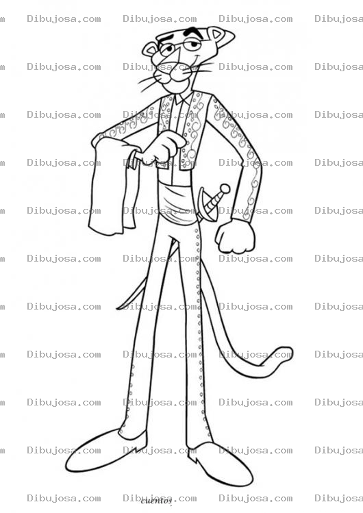 Dibujo para colorear Pantera Rosa Torera Dibujo De Pantera Rosa Como Matador De Toros Para Pintar Y Colorear