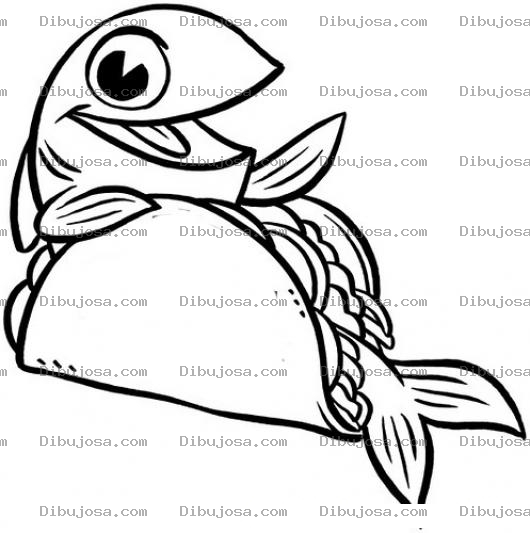 Dibujo para colorear Taco De Pescado Para Colorear Empanada De Pescado Rica Y Deliciosa