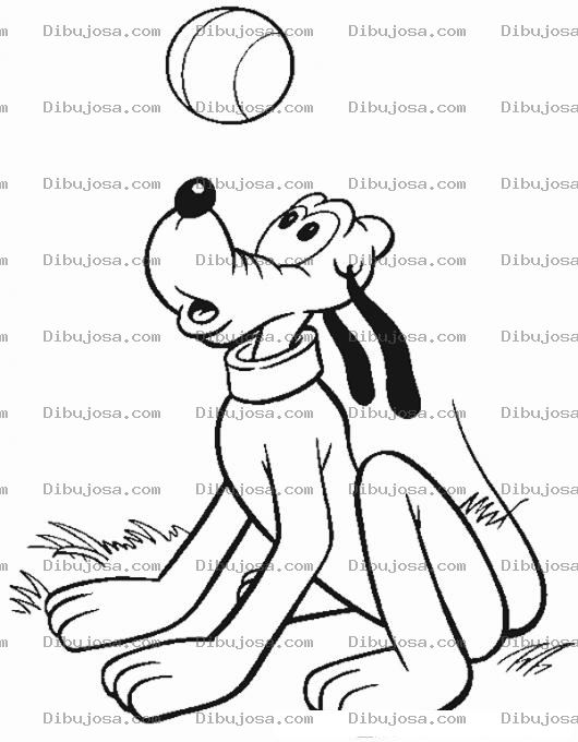 Dibujo para colorear Pluto Jugando Pelota