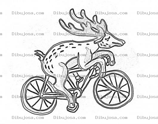 Dibujo para colorear Venado En Bicicleta Para Pintar Y Colorear