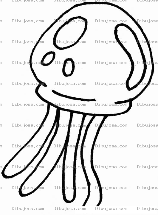 Dibujo para colorear Dibujo De Una Medusa De Mar Para Pintar Y Colorear