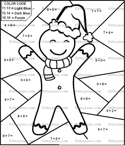 Dibujo para colorear Pintar Por Numeros En Ingles Con Sumas Para Ejercitar Las Matematicas