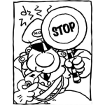 Dibujo para colorear Policia Con Signo De Stop Para Pintar Y Colorear