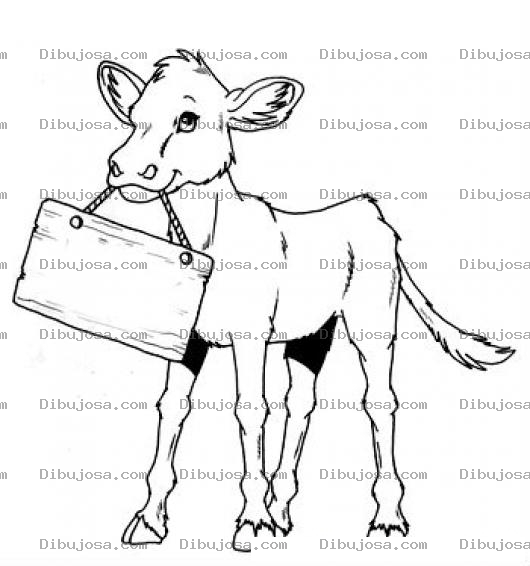 Dibujo para colorear Chivito Con Rotulo De Madera Para Pintar Y Colorear Ternerito Con Un Cartel