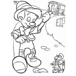 Dibujo para colorear Dibujo de Pinocho con pepe grillo