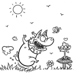 Dibujo para colorear Dibujo De Perro Loco Para Pintar Y Colorear