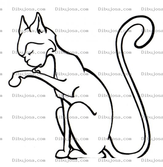 Dibujo para colorear Dibujo De Gato Lamiendose Las Patas Para Pintar Y Colorear Lengua De Gato