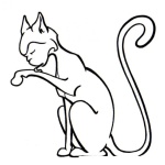 Dibujo para colorear Dibujo De Gato Lamiendose Las Patas Para Pintar Y Colorear Lengua De Gato