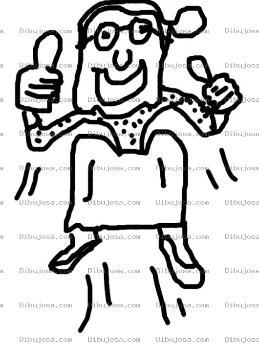 Dibujo para colorear Abuelita Saltando De Felicidad Para Colorear Y Pintar