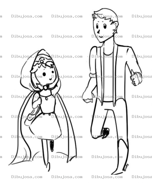 Dibujo para colorear Caperucita Roja Y El Principe Para Pintar Y Colorear