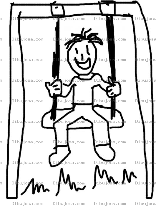 Dibujo para colorear Colorear Nino En Columpio Papa Pintar Muchacho Columpiandose En Un Culumpio