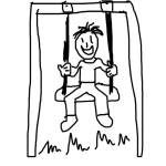 Dibujo para colorear Colorear Nino En Columpio Papa Pintar Muchacho Columpiandose En Un Culumpio