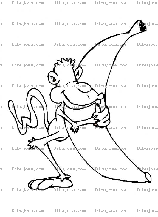 Dibujo para colorear Colorear Mono Abrazando Un Banano Gigante