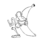 Dibujo para colorear Colorear Mono Abrazando Un Banano Gigante