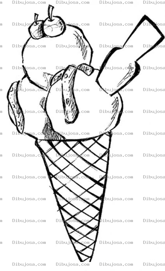 Dibujo para colorear Helado De Tres Bolas Para Colorear