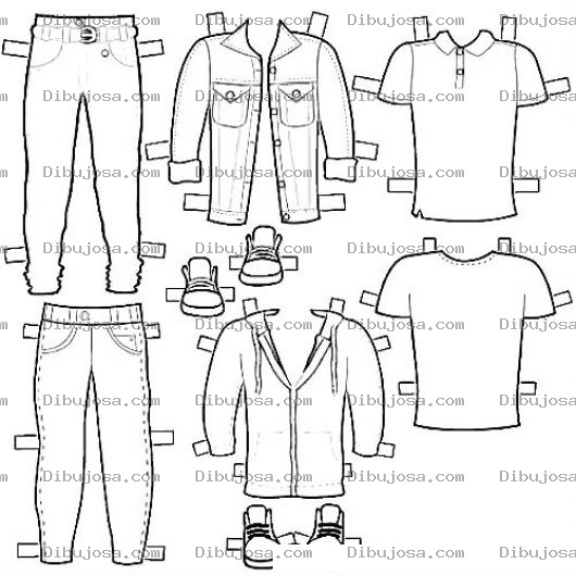 Dibujo para colorear Ropa De Hombre Recortable Para Pintar Y Colorear
