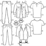 Dibujo para colorear Ropa De Hombre Recortable Para Pintar Y Colorear
