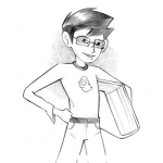 Dibujo para colorear Dibujo De Un Nino Estudioso Con Un Libro Gigante Para Pintar Y Colorear Super Nerd