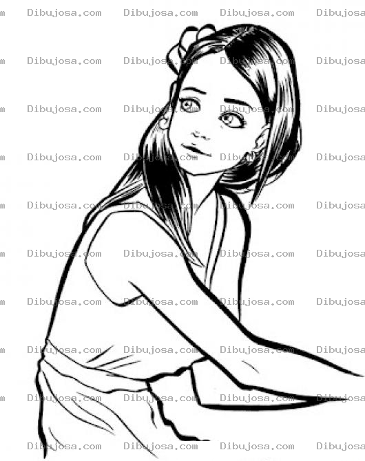 Dibujo para colorear Dibujo De Chica Con Flor En El Pelo Para Colorear