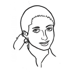 Dibujo para colorear Mujer Con Pelo Agarrado Con Una Cola Para Pintar Y Colorear