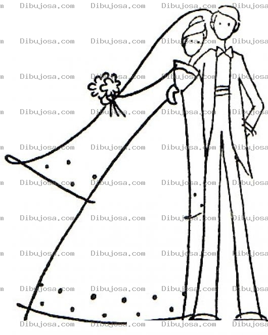 Dibujo para colorear Dibujo De Una Pareja De Reciencasados Altos Para Pintar Y Colorear Esposos Altos