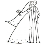 Dibujo para colorear Dibujo De Una Pareja De Reciencasados Altos Para Pintar Y Colorear Esposos Altos