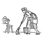Dibujo para colorear Colorear Mujer Barriendo El Piso