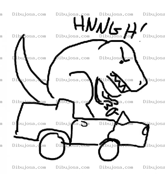 Dibujo para colorear Dibujo De Dinosaurio En Carro Para Colorear