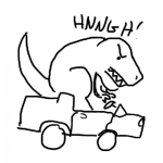 Dibujo para colorear Dibujo De Dinosaurio En Carro Para Colorear