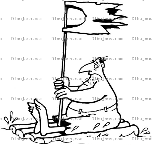 Dibujo para colorear Gordo Naufrago En Balsa Para Pintar Y Colorear