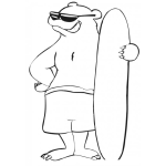 Dibujo para colorear Oso Con Tabla De Surf Para Colorear Osito Surfeador