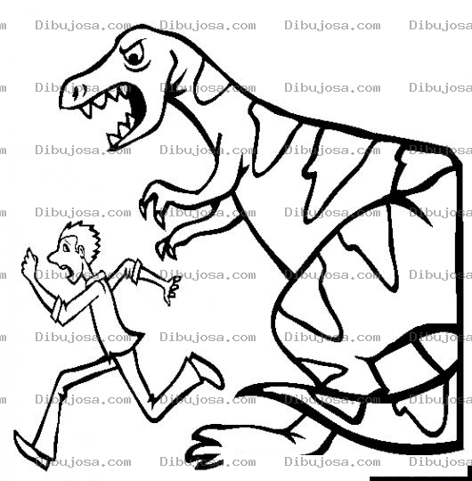 Dibujo para colorear Dibujo D Eun Hombre Huyendo De Un Dinosaurio Perseguidor Para Pintar Y Colorear