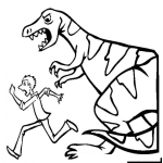 Dibujo para colorear Dibujo D Eun Hombre Huyendo De Un Dinosaurio Perseguidor Para Pintar Y Colorear