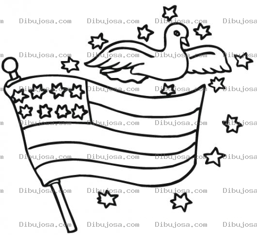Dibujo para colorear Bandera De Estados Unidos Con Una Paloma Para Pintar Y Colorear