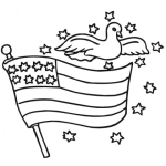 Dibujo para colorear Bandera De Estados Unidos Con Una Paloma Para Pintar Y Colorear