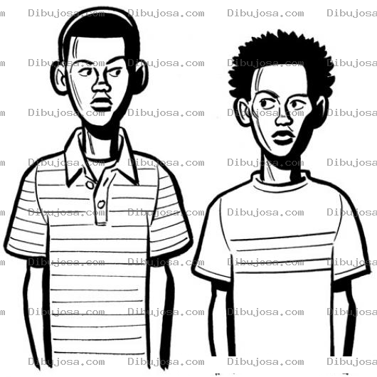 Dibujo para colorear Muchachos Negritos Para Pintar Y Colorear A Dos Amigos Negritos