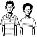 Dibujo para colorear Muchachos Negritos Para Pintar Y Colorear A Dos Amigos Negritos