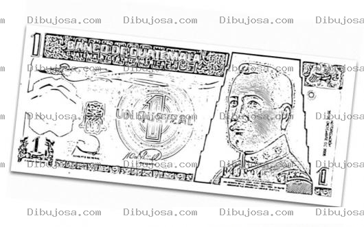 Dibujo para colorear Billete De 1 Quetzal De Guatemala Para Pintar Y Colorear Billetes Guatemaltecos
