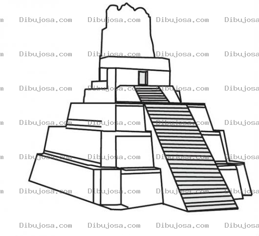 Dibujo para colorear Dibujo De La Piramide De Tikal Para Pintar Y Colorear El Gran Jaguar De Peten Guatemala