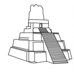 Dibujo para colorear Dibujo De La Piramide De Tikal Para Pintar Y Colorear El Gran Jaguar De Peten Guatemala