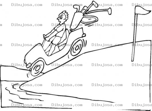 Dibujo para colorear Colorear carrito de golf directo al agua